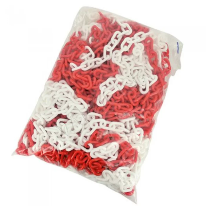 Plastik Zincir Kırmızı Beyaz 8 Mm